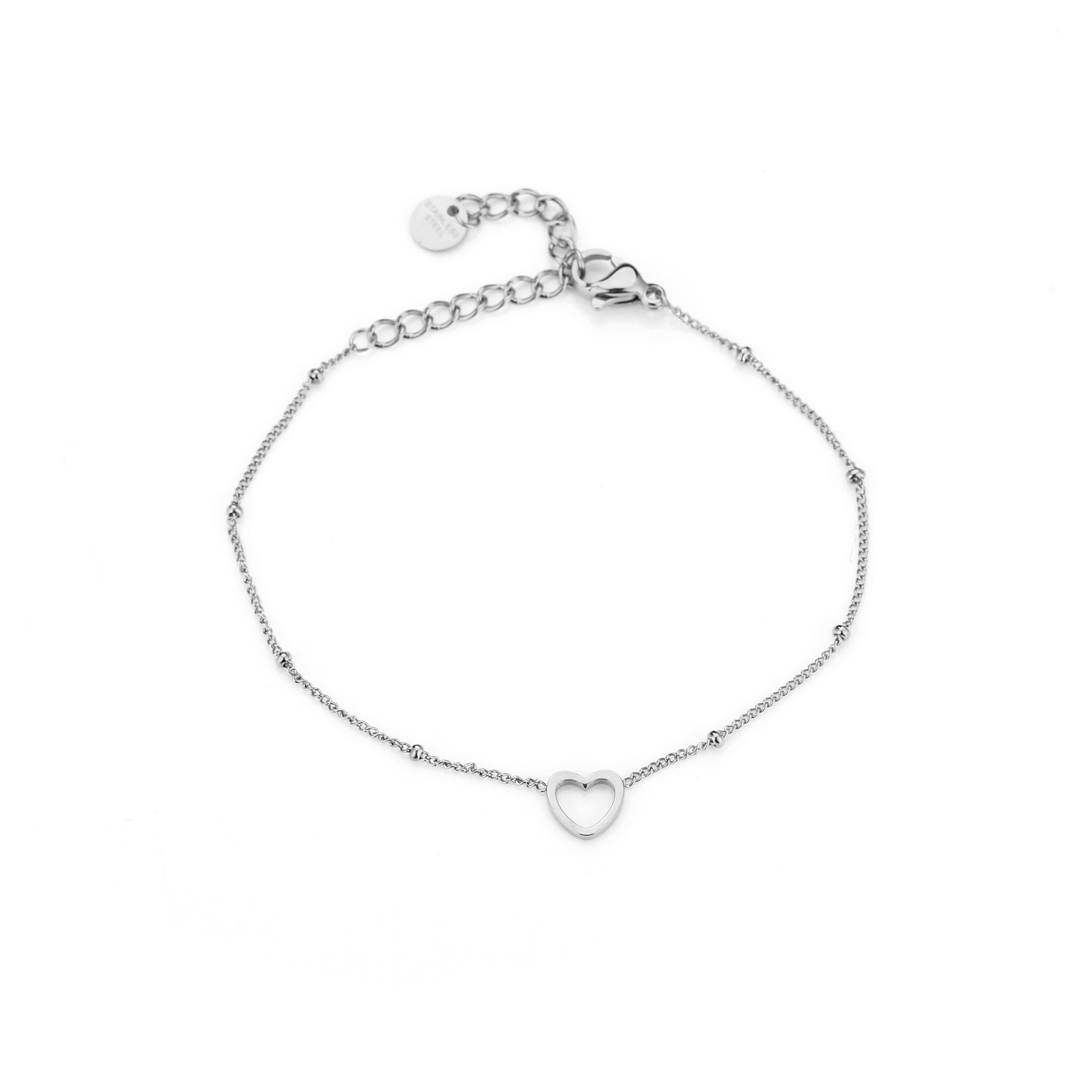 Armband open hartje met bolletjes