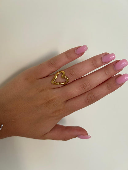 Big heart ring - Goud