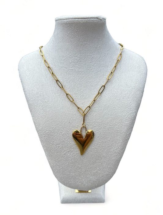 Big heart ketting - Goud