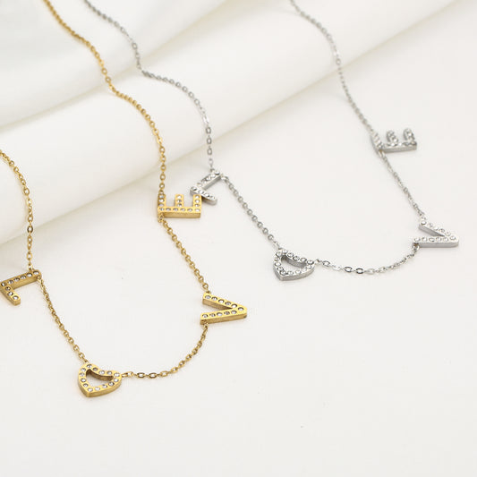 Love ketting met glitter