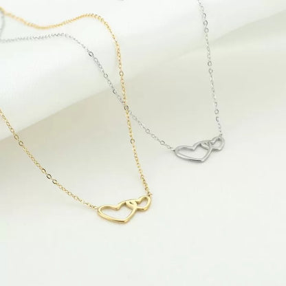 2 hartjes ketting - ZIlver