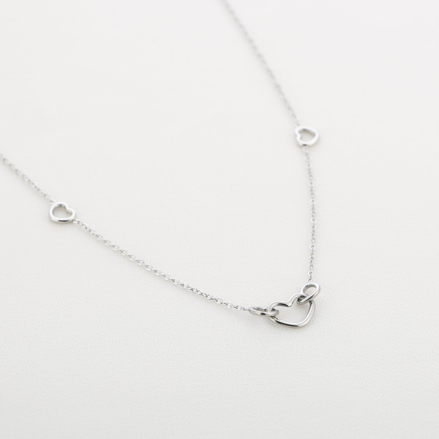 3 hartjes ketting - Zilver