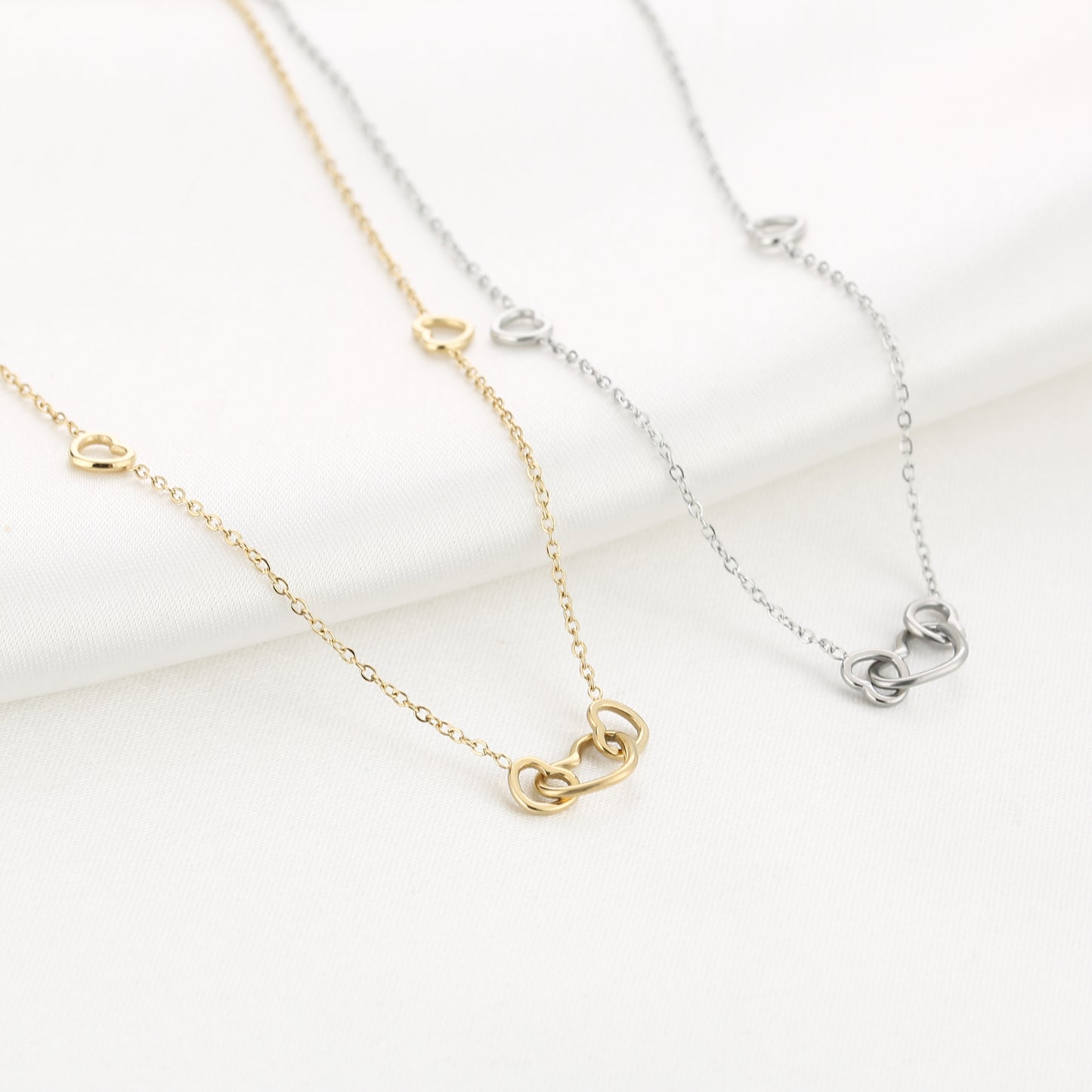 3 hartjes ketting - Zilver