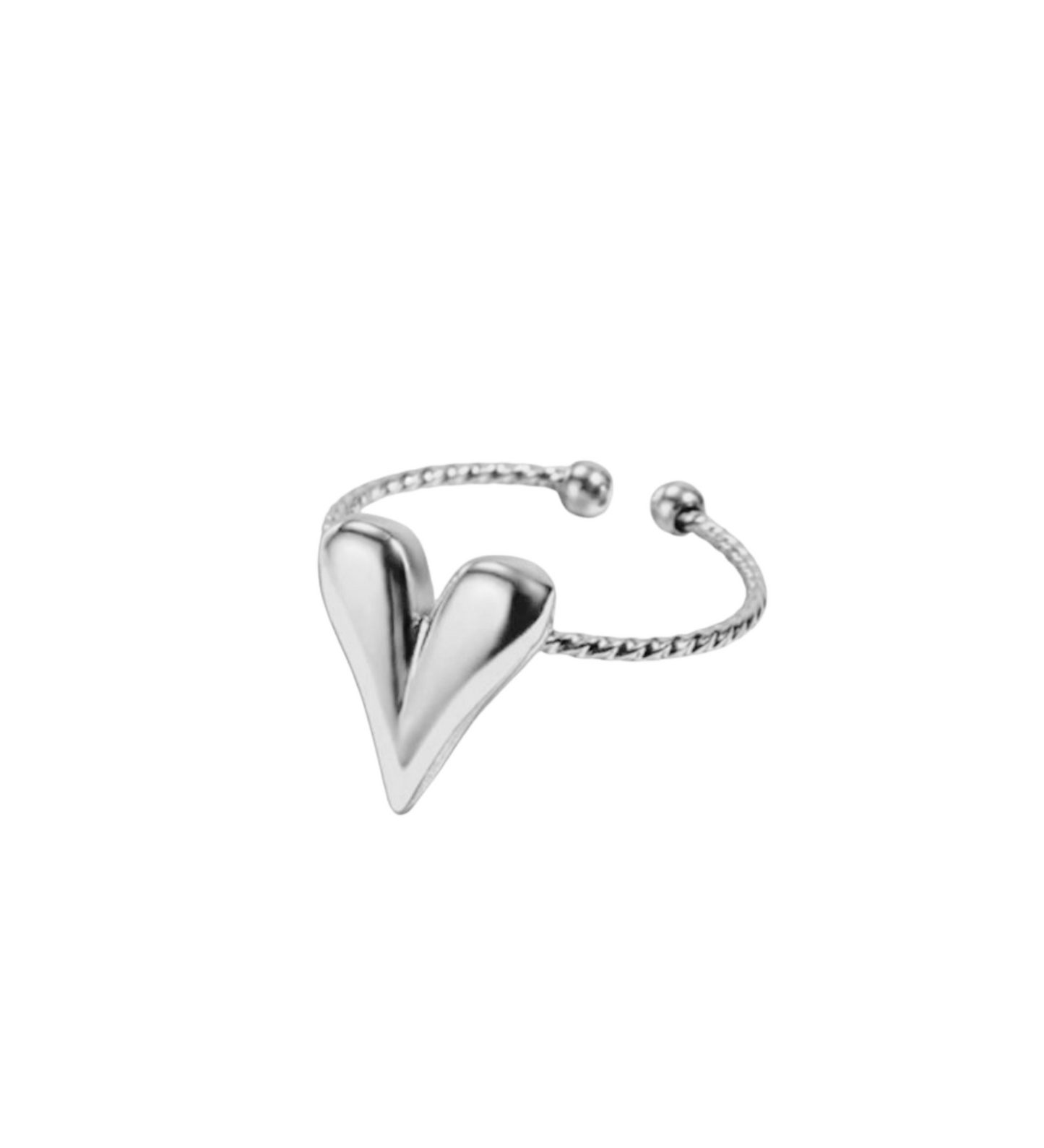 V hart ring - Zilver